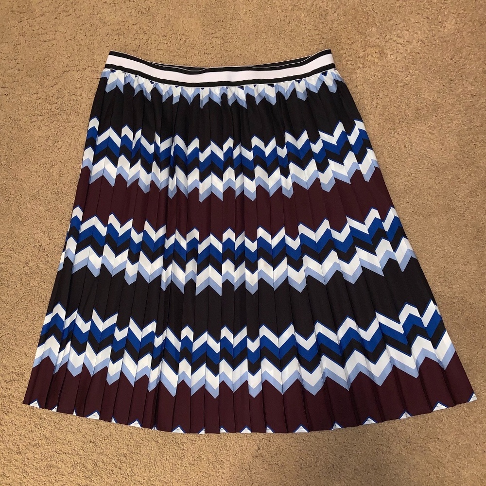 Eloquii Pleated Chevron Midi Skirt Elastic Waist